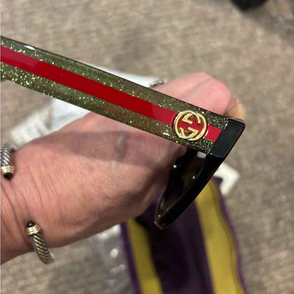 GUCCI Sunglasses GG 0034S Black w Red & Green Glitter - Picture 13 of 16